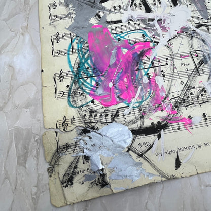 Original Mixed Media Abstract Art Painting 10x13” Vivid Notes Signed #8