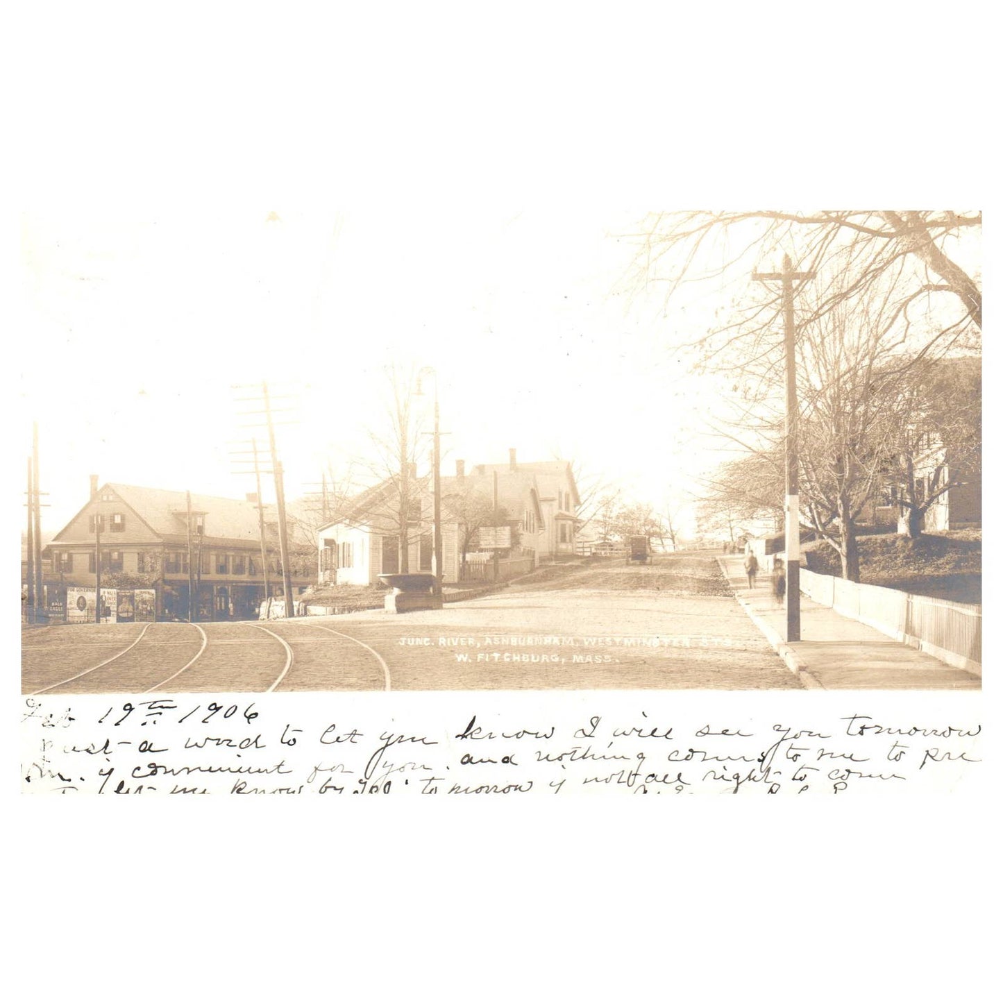 Junction River, Ashburn, Westminster W. Fitchburg Mass 1906 Postcard RPPC TJ8-4