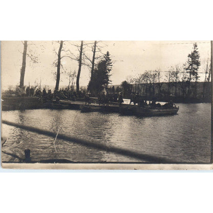 Antique Postcard RPPC WWI Soldiers Getting Into Boats SE8