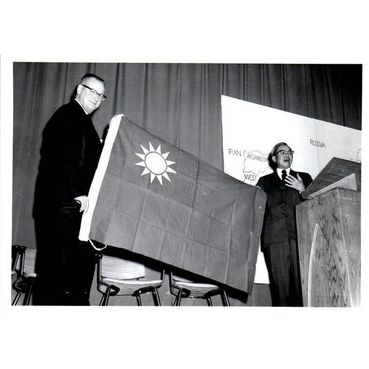 China Ambassador Tsiang Presenting Flag to Pres. Ward Original Photo 5x7 TK1-P4