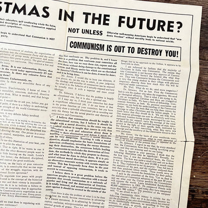 1957 Large Fold Out Anti Communism Crusade Reprint of Dr. Schwartz Testimony AB3