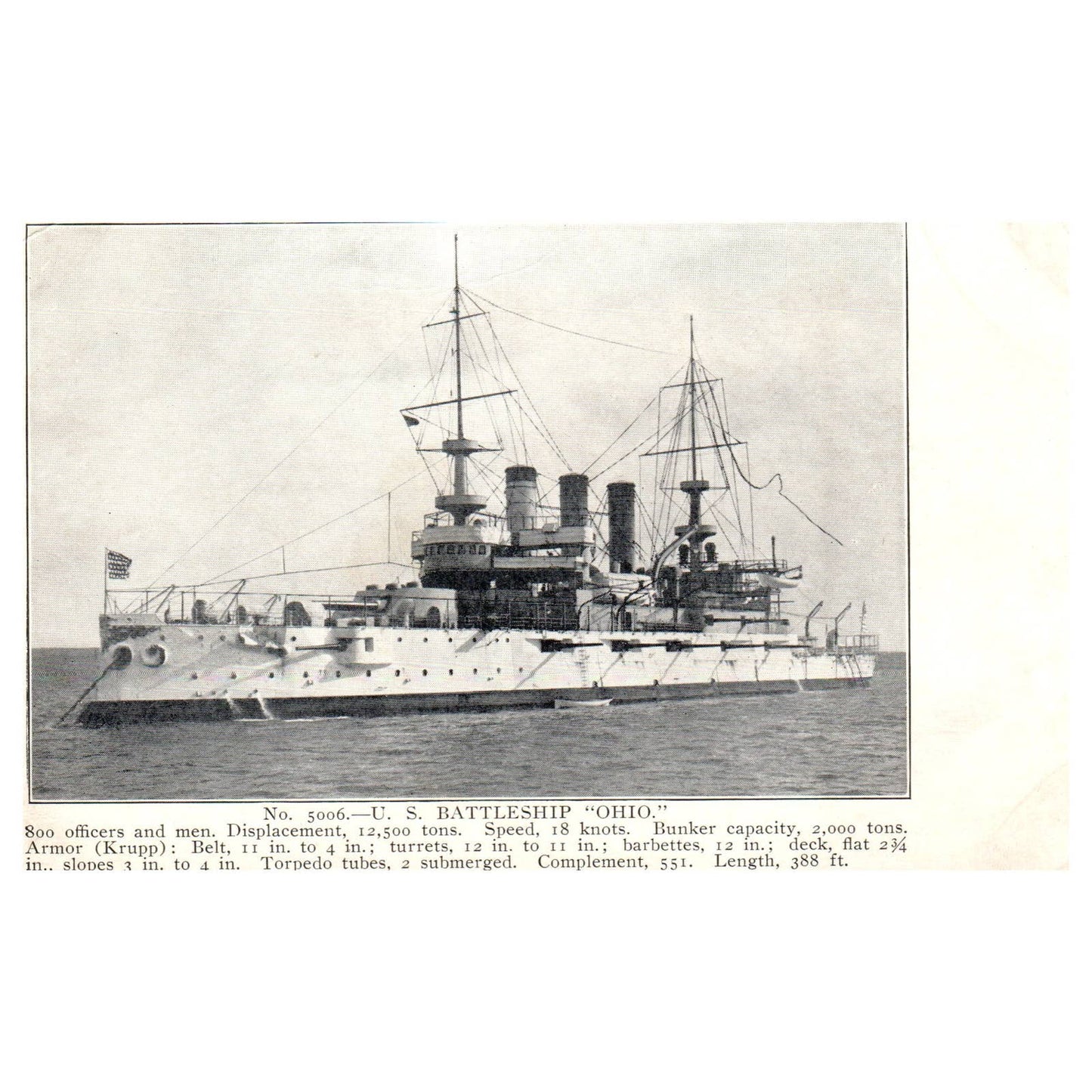US Battleship Ohio - Original Postcard TJ8-5