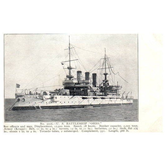 US Battleship Ohio - Original Postcard TJ8-5