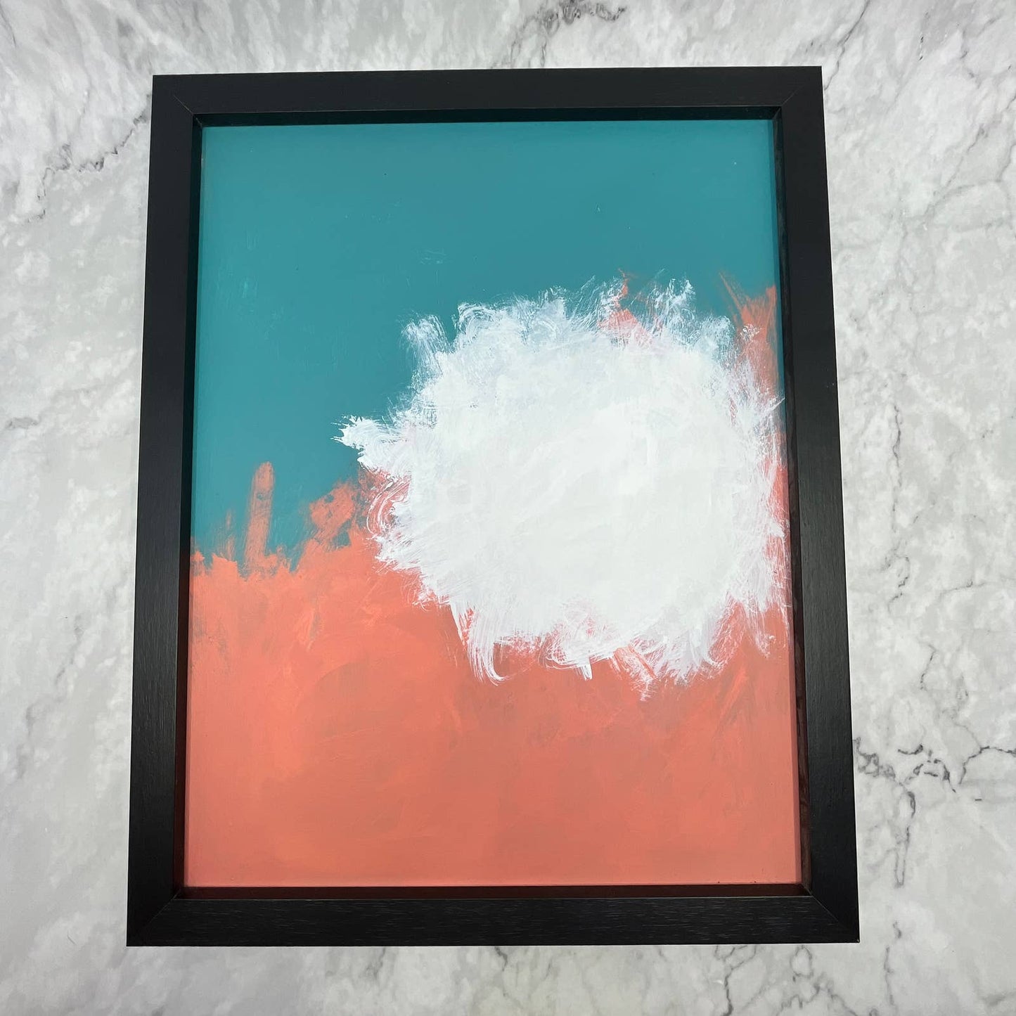 Framed Original Abstract Art Painting 12x15" Tahitian Sunrise With COA TI6