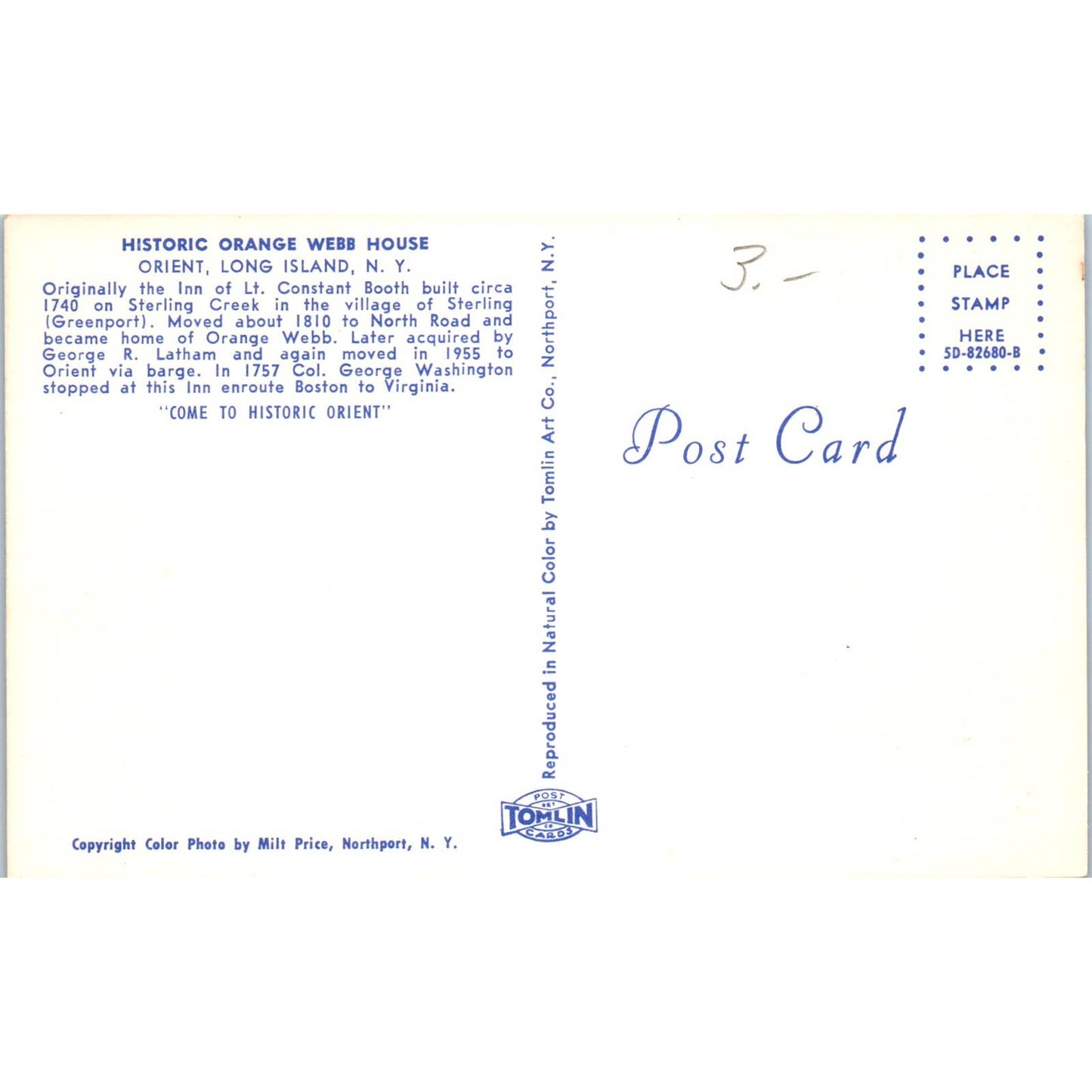 Village House Orient Long Island NY Original Postcard TK1-22