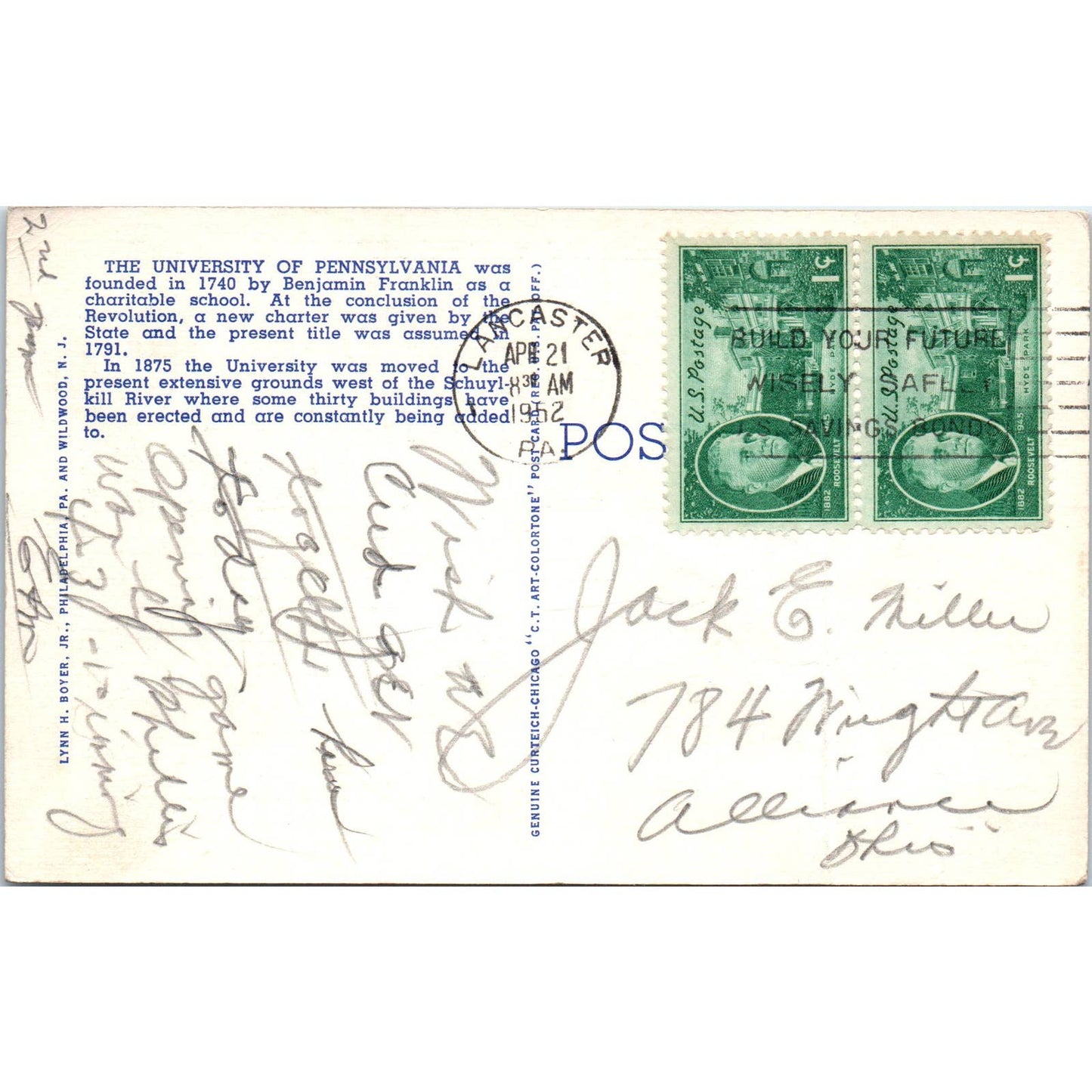 Vtg Postcard Quadrangle & Triangle Dormatories University of Philadelphia TI1-1