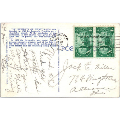 Vtg Postcard Quadrangle & Triangle Dormatories University of Philadelphia TI1-1