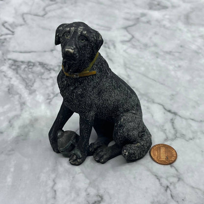 Vintage Hand Painted Ceramic Black Lab Dog Figurine 3.5” TE2