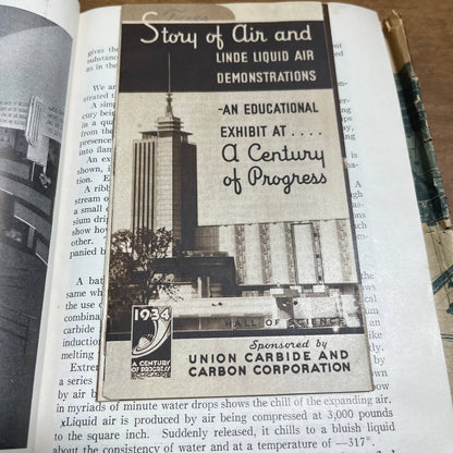 LOADED 1934 World's Fair Guidebook Full of Brochures & Ephemera Chicago, IL A6