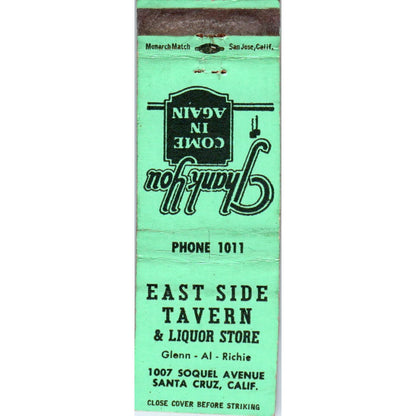 East Side Tavern Santa Cruz California Advertising Matchbook Cover SA9-M8