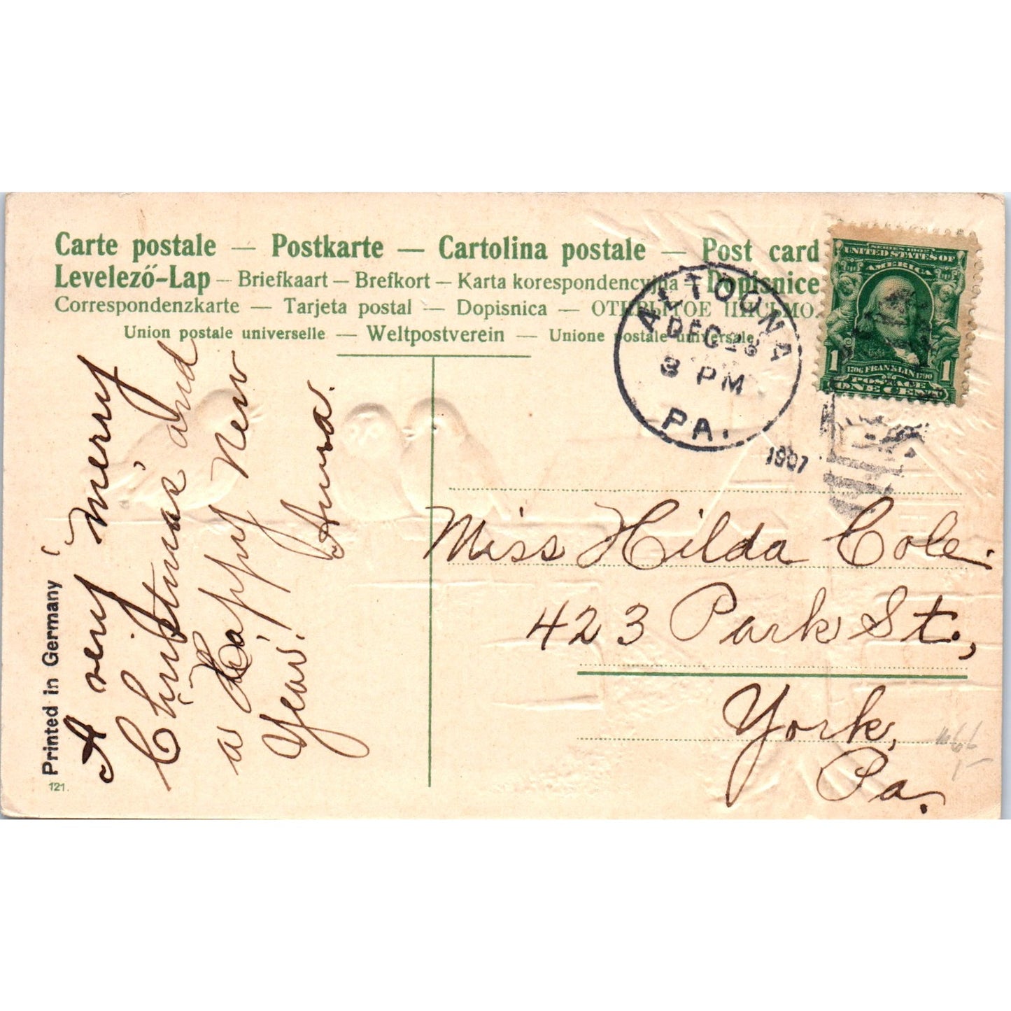 Robins Birds Embossed Air Brushed 1907 Original Postcard P2-2