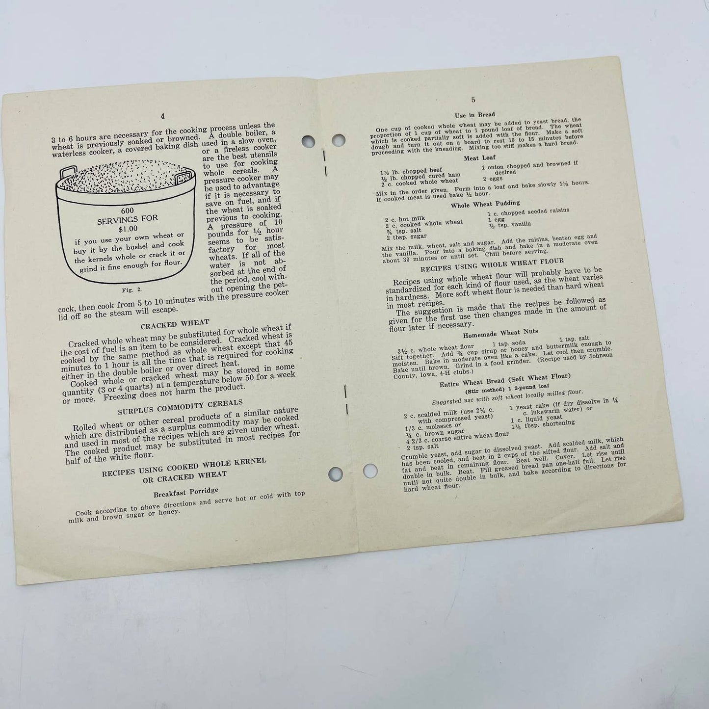 1941 The Use of Whole Cereals in the Diet Recipe Booklet Iowa State College C11