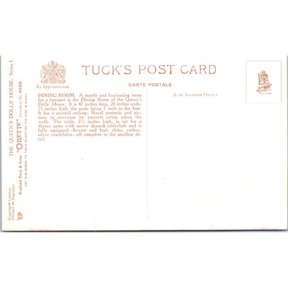 The Queen's Dollhouse Dining Room Raphael Tuck Oilette Original Postcard P3-2