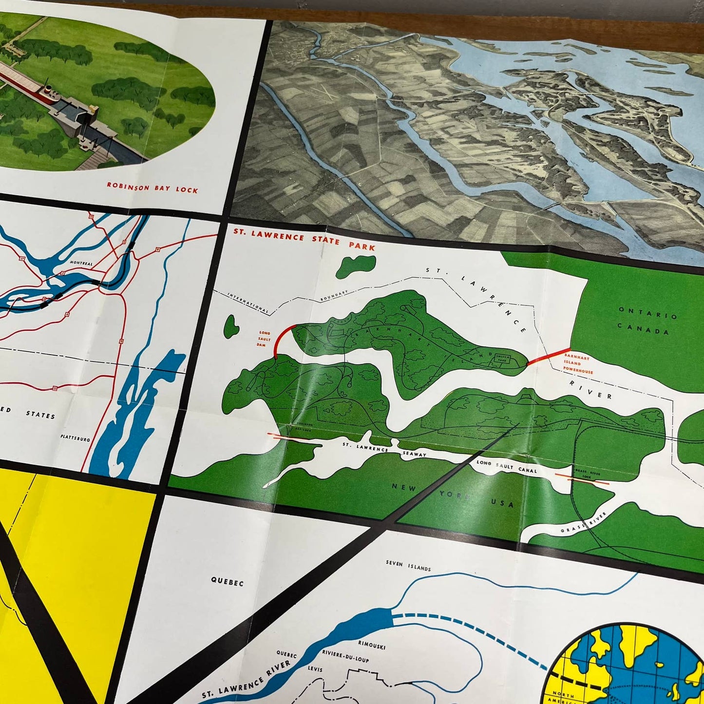 1950s St. Lawrence Seaway Power Fold Out 16x20 Map Robert Moses NY A4