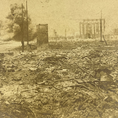 c1900 Stereoview Card San Francisco Earthquake Dynamiting Unsafe walls H1-1
