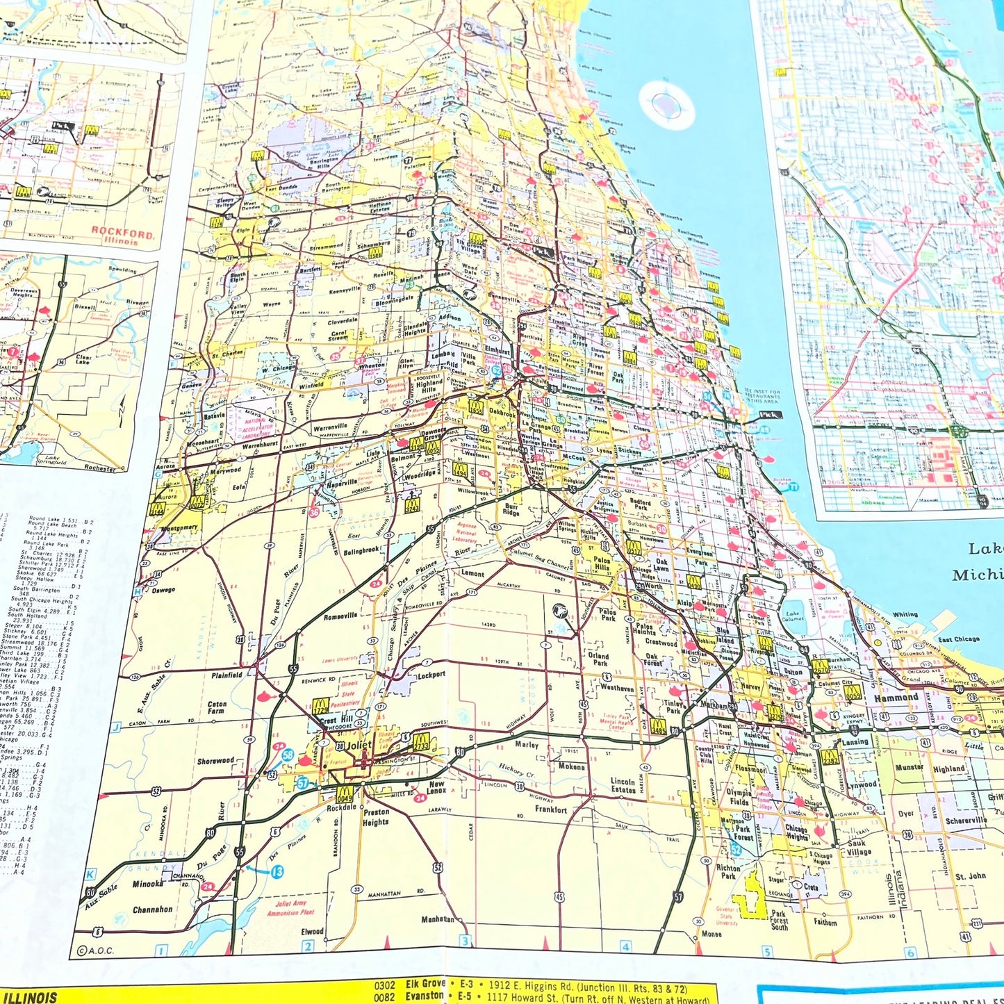 1970s Standard Oil Travel Map of Illinois & Chicago Area H4-6