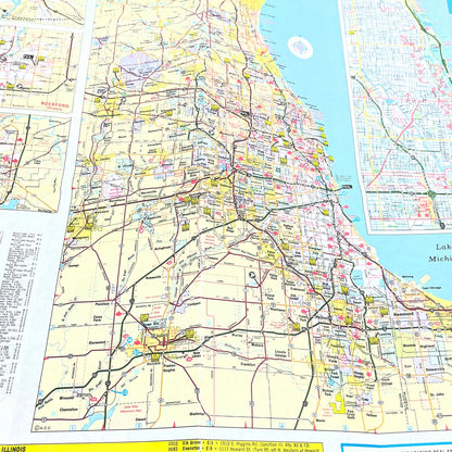 1970s Standard Oil Travel Map of Illinois & Chicago Area H4-6