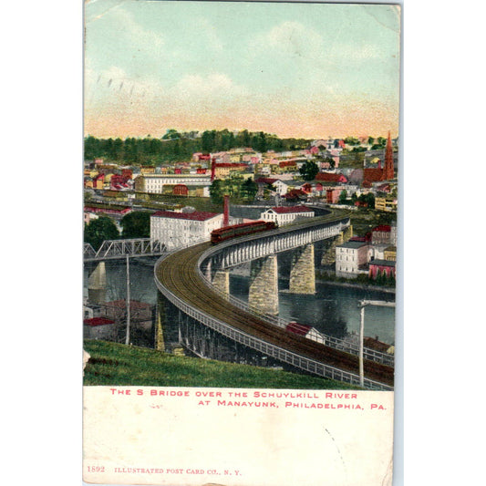 Antique Postcard S Bridge Over the Schuylkill River Manayunk Philadelphia TD9-P1