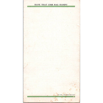 Vintage Info Brochure Lime Hints for the Home Hydrated Lime for Home Use SE5