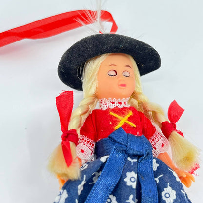 Vintage Blinking Eye Dutch Girl Doll Christmas Tree Ornament SC9