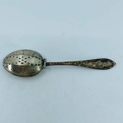 Vintage Thomas Jefferson Monticello Souvenir Silver Plate Tea Infuser Spoon SB7