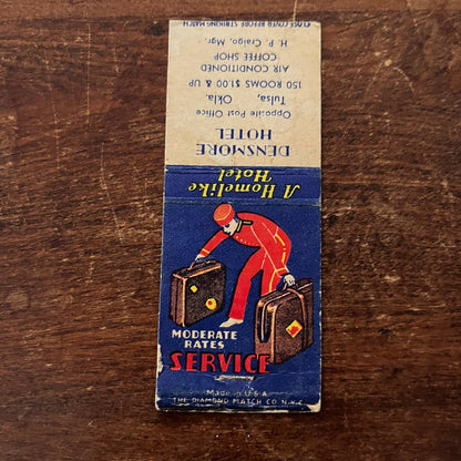 Densmore Hotel H.P. Craigo Tulsa OK Advertising Matchbook Cover SB3-M4