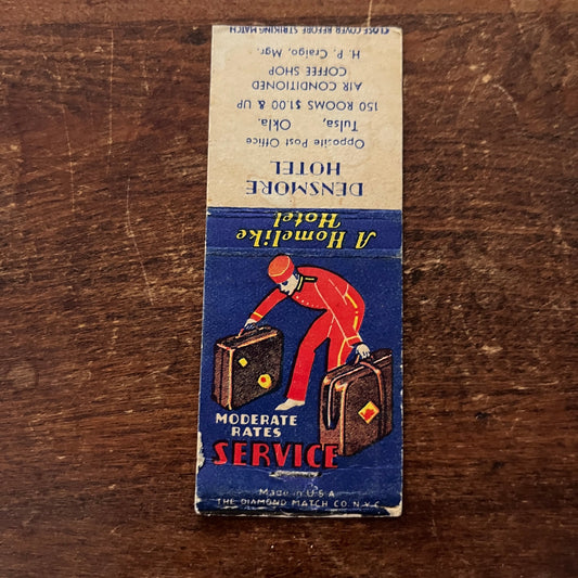 Densmore Hotel H.P. Craigo Tulsa OK Advertising Matchbook Cover MM11-8