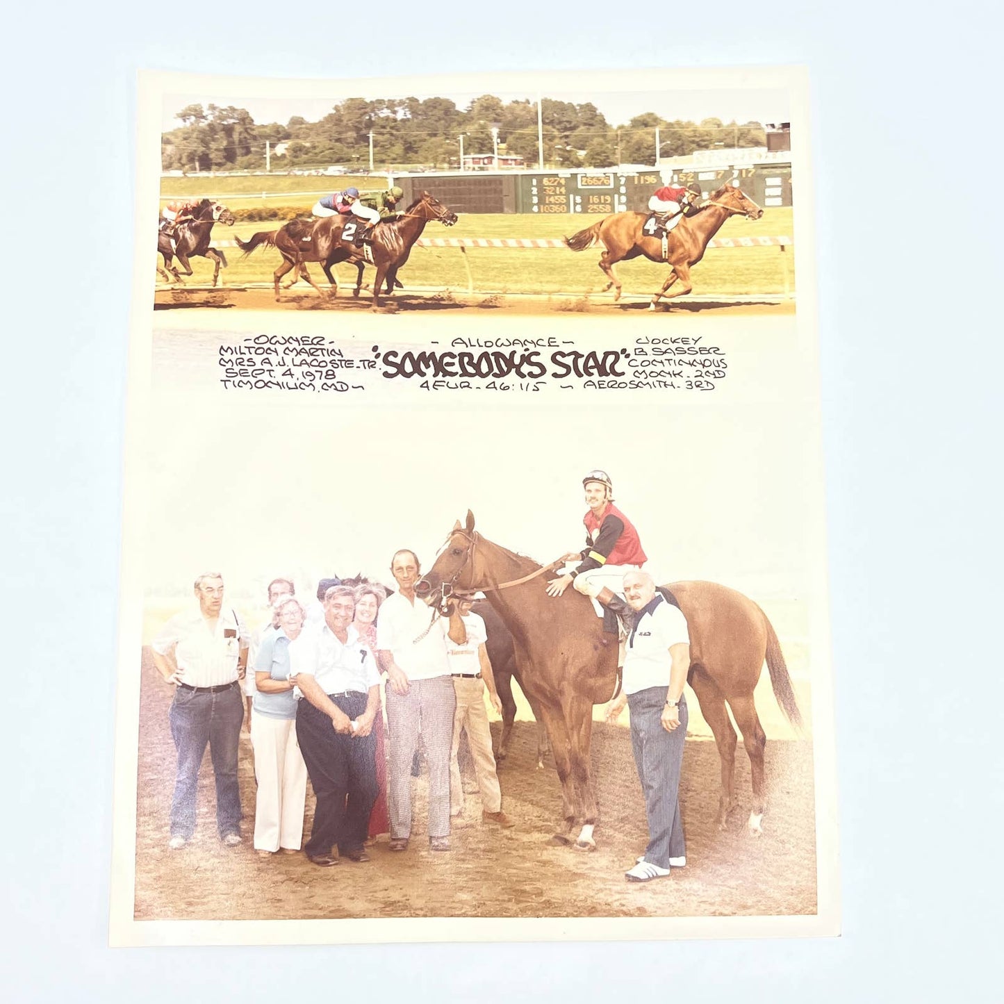 1978 Original Horse Race Winner Photo "Somebody's Star" Timonium MD AC5