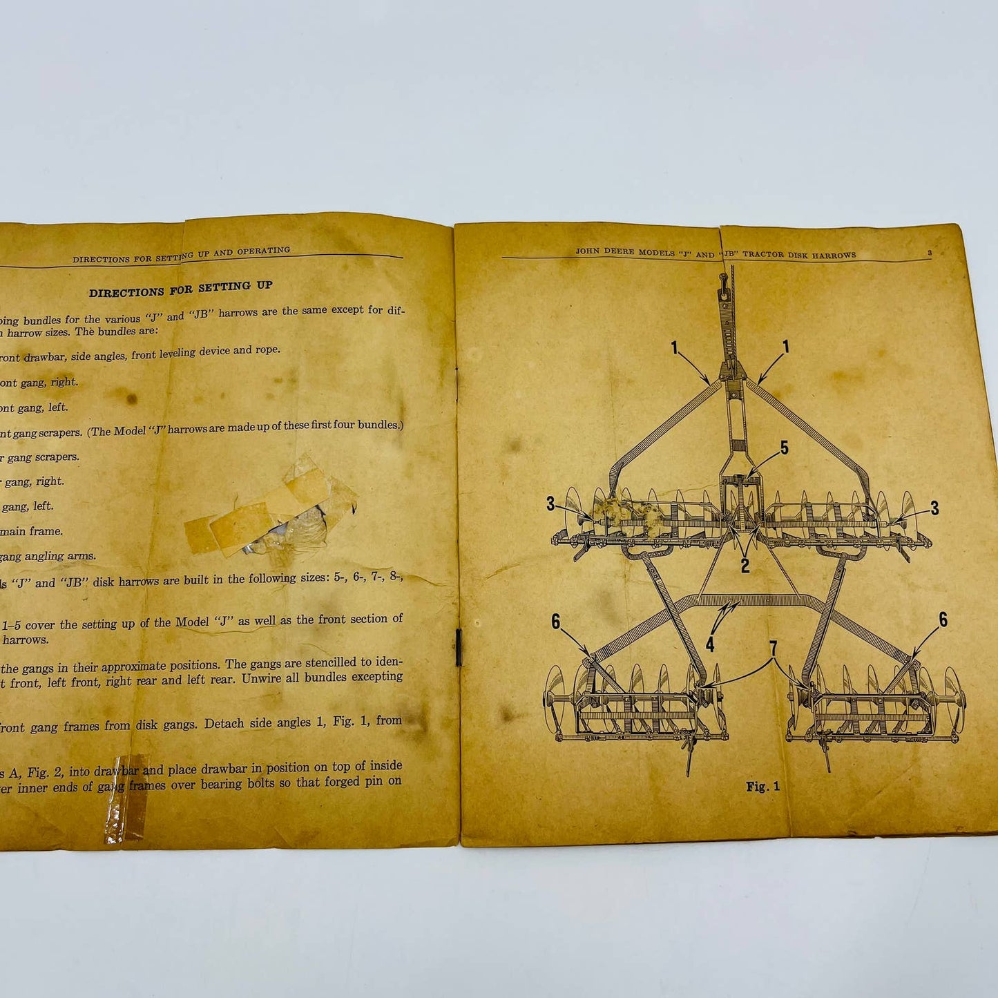 1940 John Deere Model J and JB Tractor Disk Harrows Operators Manual C11