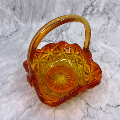 Vintage Tiara Glass Amberina Basket Candy Dish Stunning Indiana Glass Glows TB4