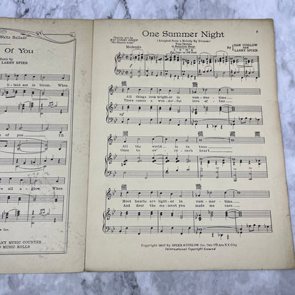 "One Summer Night" Sheet Music 1927 w/ Ukulele Sam Coslow Larry Spider V38