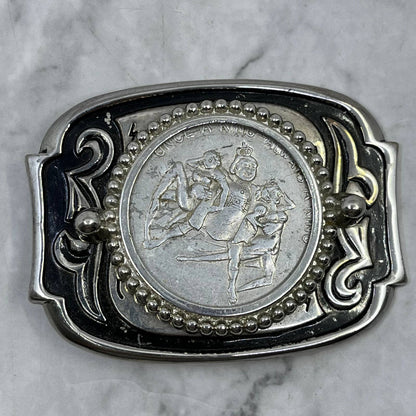 Vtg Belt Buckle- Coin Mount Style - Silver Tone - Once a King, Always a King SE7