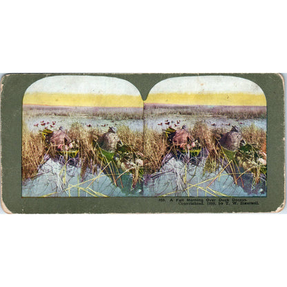 Victorian Duck Hunting "Morning Over Duck Decoys" Antique Stereoview Card TJ1-C1