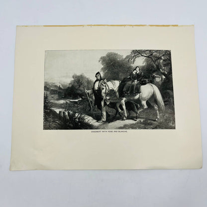 1880s Victorian Art Print Engraving Sue DAGOBERT WITH ROSE AND BLANCHE