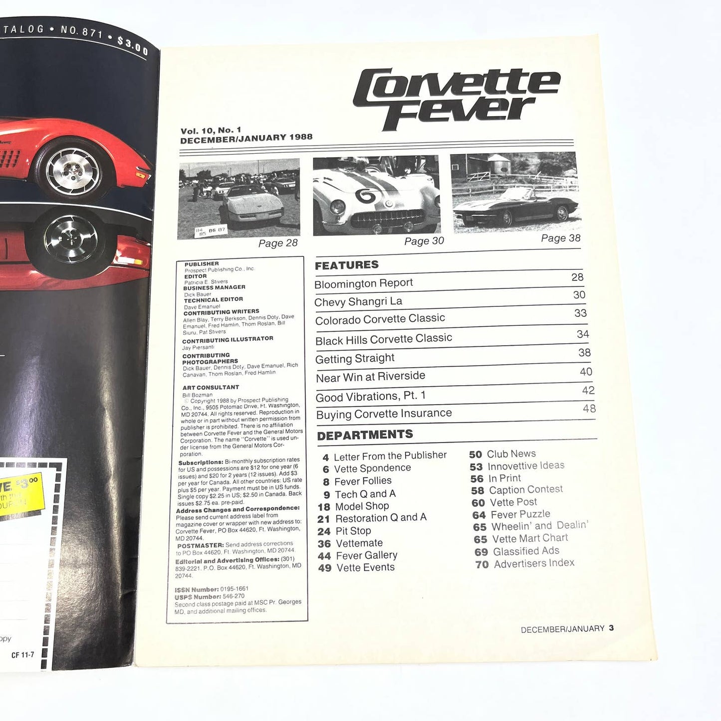 1988 January Corvette Fever Magazine Black Hills Corvette Classic TG1