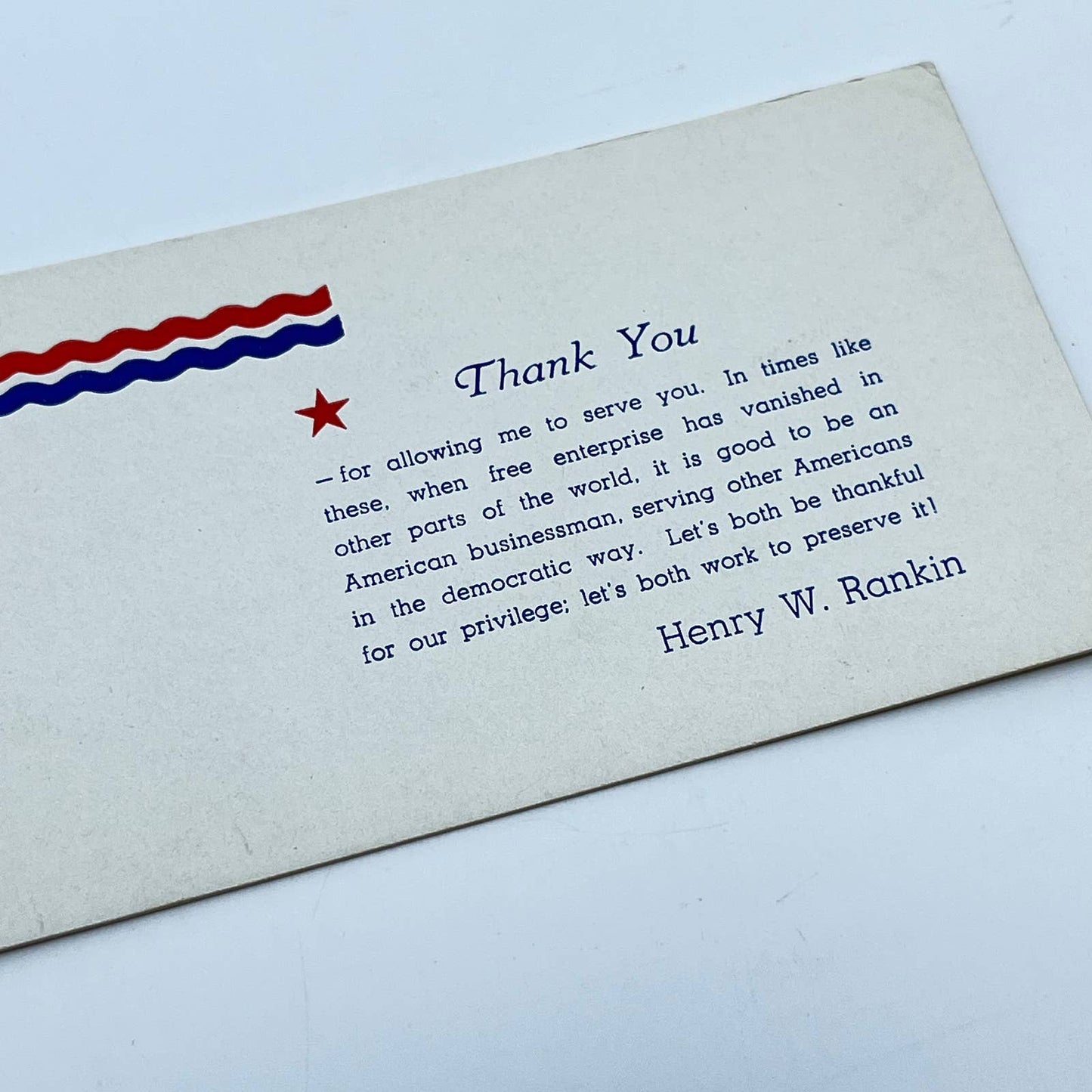 1940s Blotter Card Henry W. Rankin Printing West Broadway New York City SC8