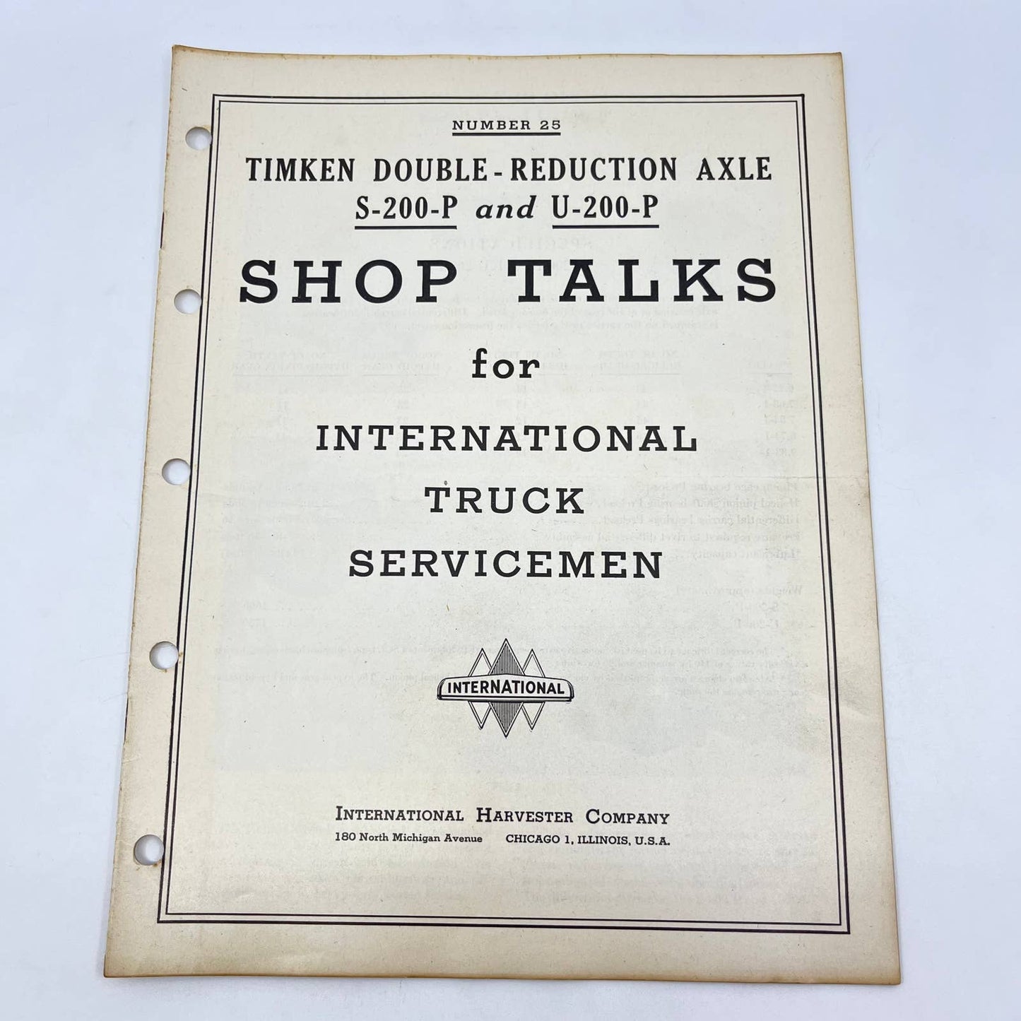 1940s Shop Talks for International Truck Servicemen #25 Timkin Axel S-200-P TF8