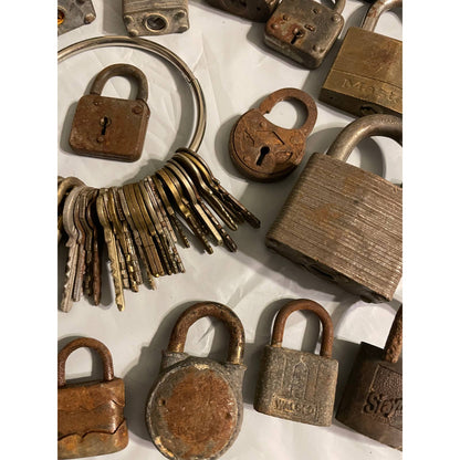 Vintage and Antique Lock Collection with Mismatched Keys
