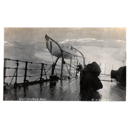 Quarter Deck Seas N. Moser Steamship Battleship - Original Postcard RPPC TJ8-4