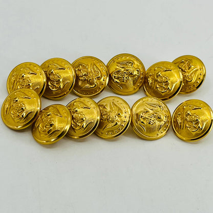 Anodized Gold Marine Uniform Small Button Waterbury Button Co LOT OF 12 SB5-3