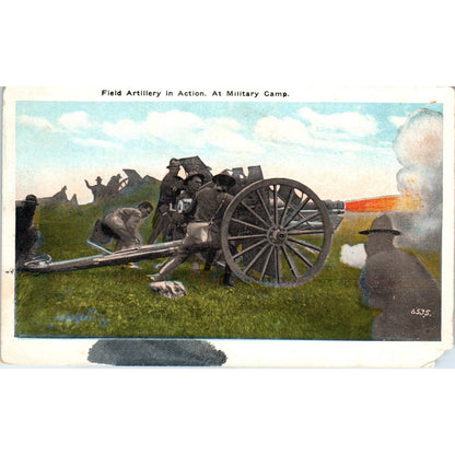 Field Artillery in Action at Military Camp - Original Postcard TJ7-RP1