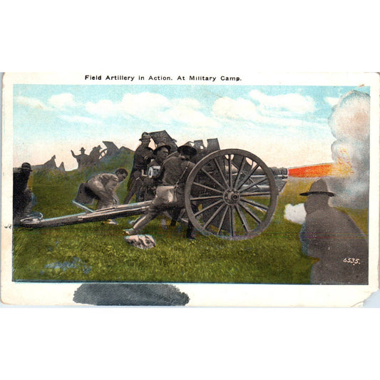 Field Artillery in Action at Military Camp - Original Postcard TJ7-RP1