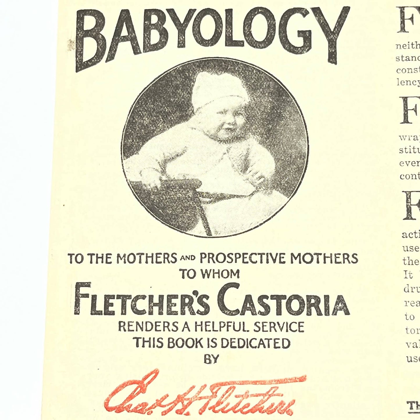 1917 Babyology Booklet Fletcher’s Castoria Baby Castor Oil Promo AC3