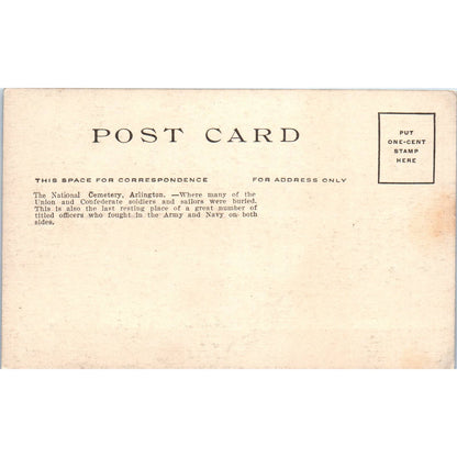 Arlington National Cemetery c1910 Original Postcard TK1-27
