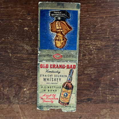 Old Grandad Bourbon Whiskey Advertising Matchbook Cover SB3-M1