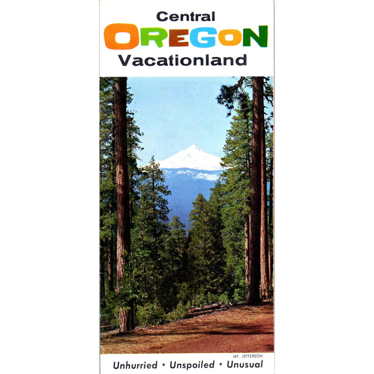 1950s Central Oregon Vacationland Mt. Jefferson Fold Out Map & Brochure SF3