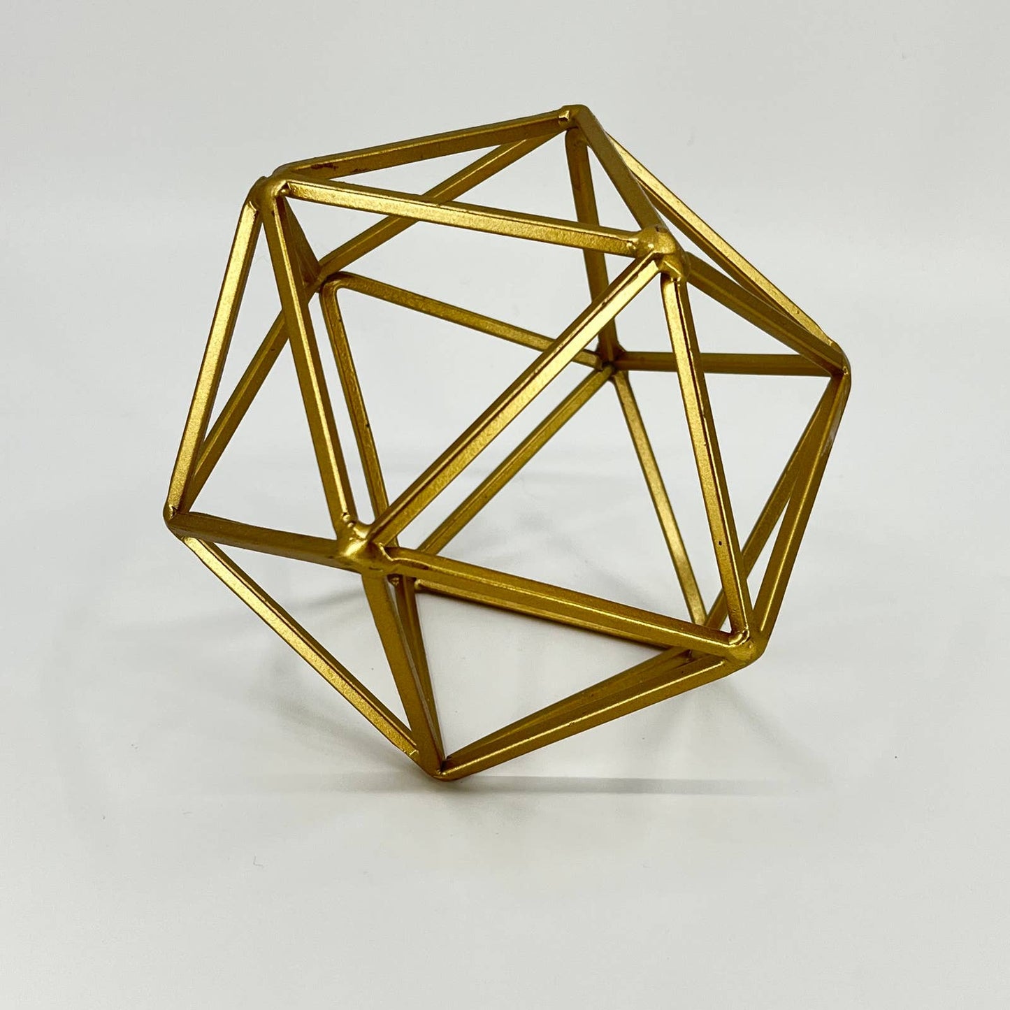 MCM Style Gold Tone Metal Geometric Tabletop Sculpture Bauble Accent 5” TE1