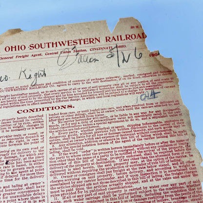 1904 Baltimore & Ohio Southwestern Railroad RR Letterhead Bill of Lading AA9