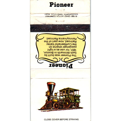 Pioneer Locomotive Pennsylvania RR Advertising Matchbook Cover MM9-7