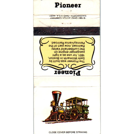 Pioneer Locomotive Pennsylvania RR Advertising Matchbook Cover MM9-7
